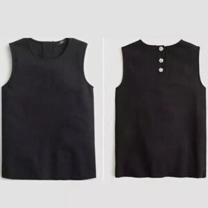 J.Crew Jeweled button back ponte black sleeve blouse size XXL